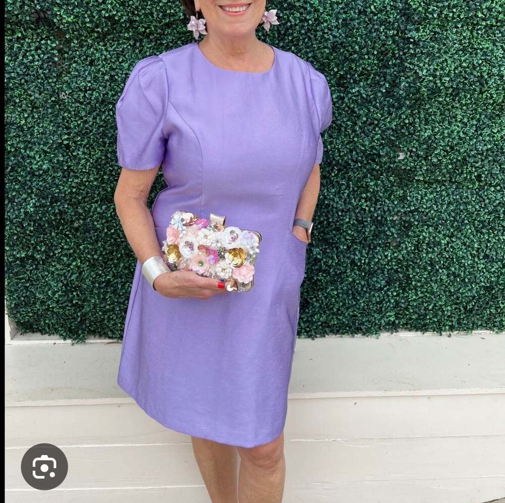 Jade Lilac Viscose Princess Seam Puff Sleeve Sheath Mini Dress
